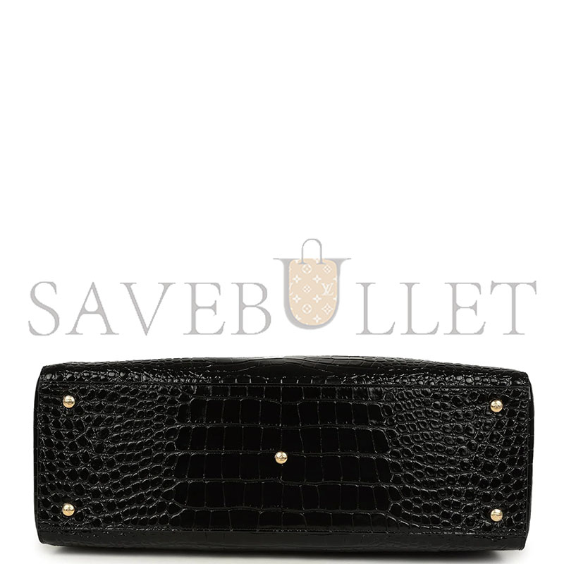 CHANEL LARGE CERF SHOPPING BAG BLACK CROCODILE EMBOSSED CALFSKIN GOLD HARDWARE AS6244 (47*31*15cm)
